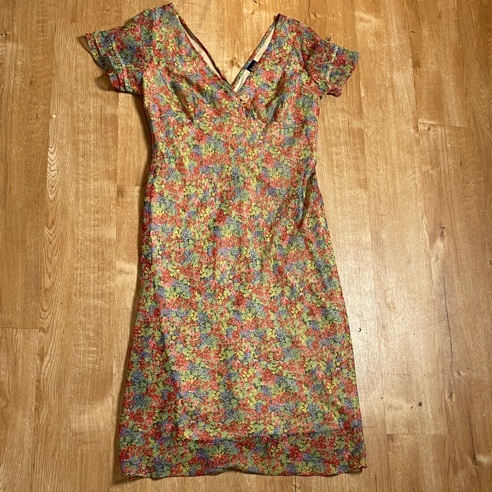 Vintage Fredericks of Hollywood Women’s Vibrant Floral Midi Dress